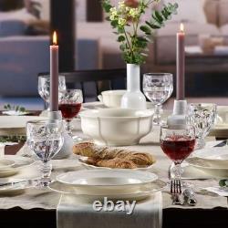 Dinnerware Set Porcelain Creamy White 18 Piece for Six Dishwasher Safe