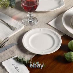 Dinnerware Set Porcelain Creamy White 18 Piece for Six Dishwasher Safe