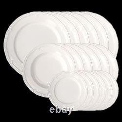 Dinnerware Set Porcelain Creamy White 18 Piece for Six Dishwasher Safe