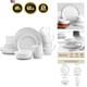 Dinnerware Set Service For 4 Porcelain Plates Bowls Mugs Modern White