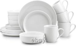 Dinnerware Set Service For 4 Porcelain Plates Bowls Mugs Modern White