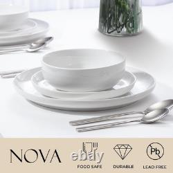 Dinnerware Set Service For 4 Porcelain Plates Bowls Mugs Modern White
