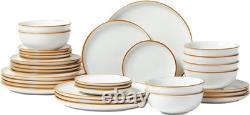 Dinnerware Set, Service for 8 (32 PCS), Round Plates and Bowls Sets, Scratch Res