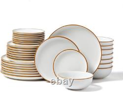Dinnerware Set, Service for 8 (32 PCS), round Plates and Bowls Sets, Scratch Res