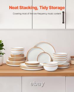 Dinnerware Set, Service for 8 (32 PCS), round Plates and Bowls Sets, Scratch Res