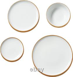 Dinnerware Set, Service for 8 (32 PCS), round Plates and Bowls Sets, Scratch Res