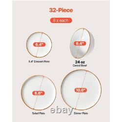 Dinnerware Set, Service for 8 (32-Pieces), round Plates, Scratch Resistant Ceram