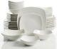 Dinnerware Set Soft Square with Bowl/Cereal/Dinner/Salad Plate, White (40-Piece)
