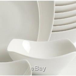 Dinnerware Set Soft Square with Bowl/Cereal/Dinner/Salad Plate, White (40-Piece)