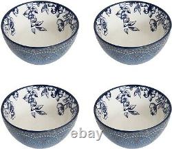Dinnerware Set Vintage Plates Dishes Bowls Mugs Stoneware White Blue Kitchen 16