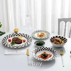 Dinnerware Set tableware Dinner plate Dish plate bowls Checker Round 20-piece