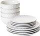 Dinnerware Sets 12 PCS, Ceramic Plates and Bowls Set Oven safe Arctic White