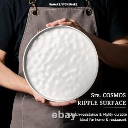 Dinnerware Sets, 24-Piece Plates and Bowls Round-24pcs for 8 Speckled White