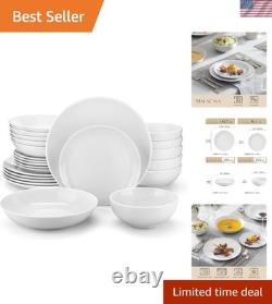 Dinnerware Sets 24 Piece Porcelain White Round Plates Bowls Service For 6 Kit