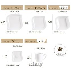 Dinnerware Sets, 30 Piece Ivory White Plates and Bowls Sets for 6, Porcelain