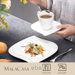 Dinnerware Sets, 30 Piece Ivory White Plates and Bowls Sets for 6, Porcelain