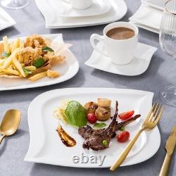 Dinnerware Sets, 30 Piece Ivory White Plates and Bowls Sets for 6, Porcelain