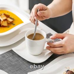 Dinnerware Sets, 30 Piece Ivory White Plates and Bowls Sets for 6, Porcelain