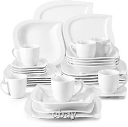 Dinnerware Sets, 30 Piece Ivory White Plates and Bowls Sets for 6, Porcelain Dis