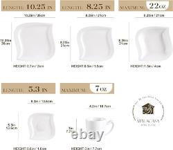 Dinnerware Sets, 30 Piece Ivory White Plates and Bowls Sets for 6, Porcelain Dis