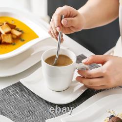 Dinnerware Sets, 30 Piece Ivory White Plates and Bowls Sets for 6, Porcelain Dis