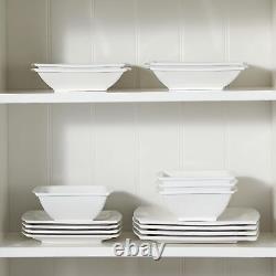 Dinnerware Sets, 30 Piece Ivory White Plates and Bowls Sets for 6, Square Pla