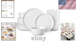 Dinnerware Sets Porcelain Plates Bowls Sets for 8 Safe Microwave Dishwasher