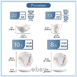 Dinnerware Sets for 4, 16 Piece Porcelain Dish Sets White Plates and Bowls Set