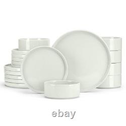 Dinnerware Sets for 6-Piece Stoneware Plates and Bowls Set, 18 Stone White