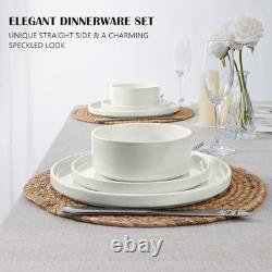 Dinnerware Sets for 6-Piece Stoneware Plates and Bowls Set, 18 Stone White