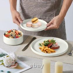 Dinnerware Sets for 6-Piece Stoneware Plates and Bowls Set, 18 Stone White