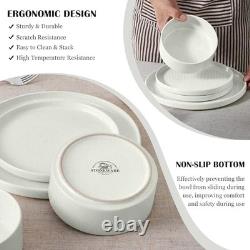 Dinnerware Sets for 6-Piece Stoneware Plates and Bowls Set, 18 Stone White