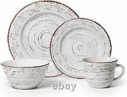 Dinnerware Trellis White 16-Piece Pottery Set for 4 Casual Formal Durable Dishes