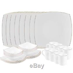 Dishwasher Safe Opal Glassware Dinnerware Set by Matashi Service for 8 (White)