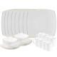 Dishwasher Safe Opal Glassware Dinnerware Set by Matashi Service for 8 (White)