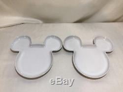 Disney Mickey Mouse White Silhouette 14 Piece Plate Mug Small Platter Christmas