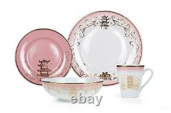 Disney Princess 16-Piece Ceramic Dinnerware Set Tiana, Rapunzel, Aurora, Mulan