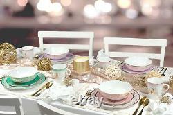 Disney Princess Themed 16 Piece Ceramic Dinnerware Set Collection 2 Plates