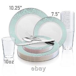 Disposable Plastic Dinnerware Set Wedding Party Package Elegant Mosaic Plates