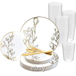 Disposable Plastic Dinnerware Wedding Party Package Antique Floral Plates Set