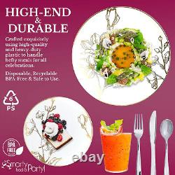 Disposable Plastic Dinnerware Wedding Party Package Antique Floral Plates Set