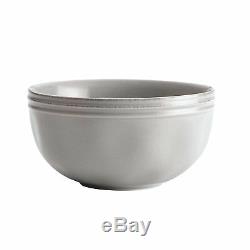 Distressed Rustic Dinnerware Set 16 Piece Stoneware Plates Bowls Mugs Grey S