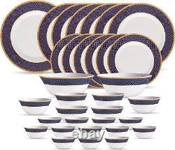 Diva Sovrana Collection Opal Glass Crockery for 6 Dinner Set 33 pc Regent Blue