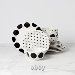 Dot 12-Piece Dinnerware Set, 19.84, White