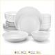 Durable 24-Piece Gourmet Dinnerware Set, Microwave Safe White Porcelain Dishware