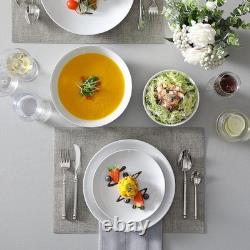 Durable 24-Piece Gourmet Dinnerware Set, Microwave Safe White Porcelain Dishware