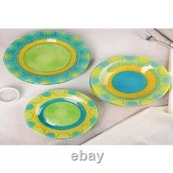 Durable Classic Round Kitchen Dinnerware Serving Set 18-pc Propriano Turquoise