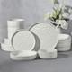 E-far 16-Piece Plates and Bowls Sets with Pasta Bowls Stoneware Dinnerware