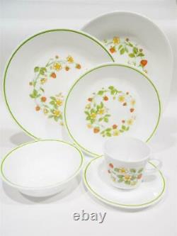 EUC Vtg. 21-pc Corelle STRAWBERRY Sunday SUNDAE DINNERWARE SET withServing Platter