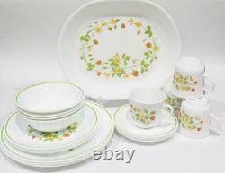 EUC Vtg. 21-pc Corelle STRAWBERRY Sunday SUNDAE DINNERWARE SET withServing Platter